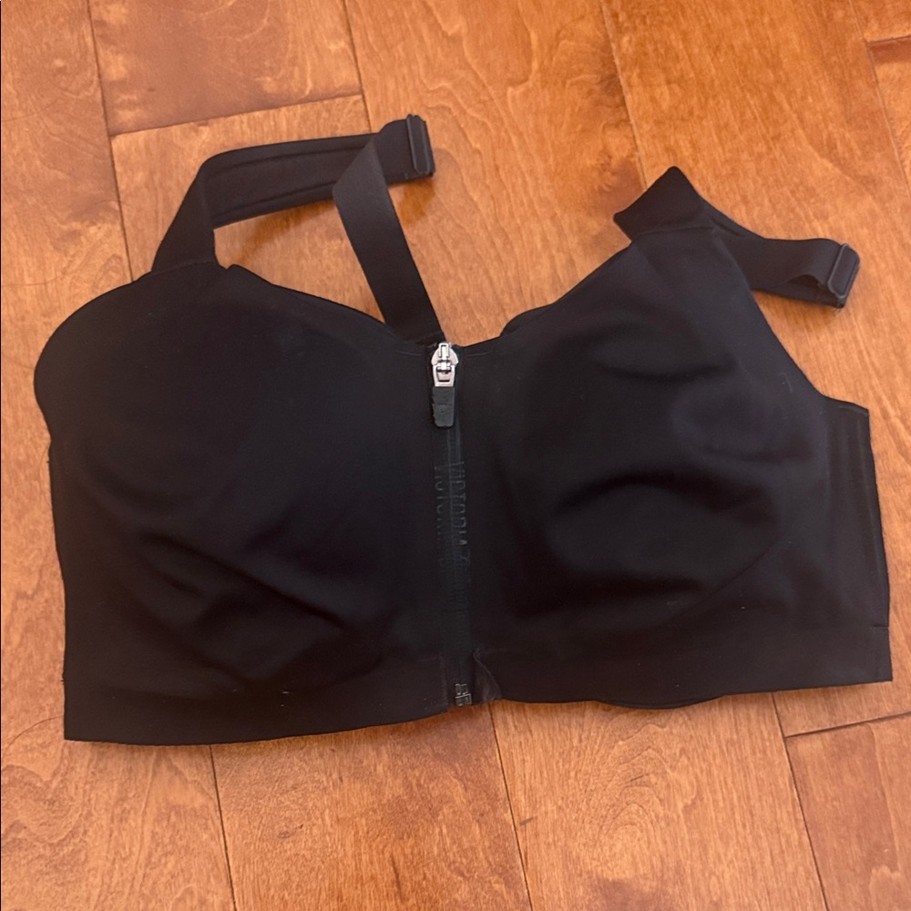 Black Sports Bra with Front Zipper
